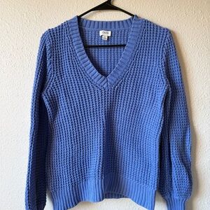 J. Crew Textured Blue V-Neck Sweater